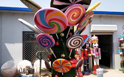 戶外游樂場(chǎng)玻璃鋼彩繪仿真棒棒糖雕塑