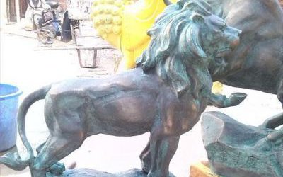 玻璃鋼仿銅別墅小區庭院鎮宅獅子雕塑