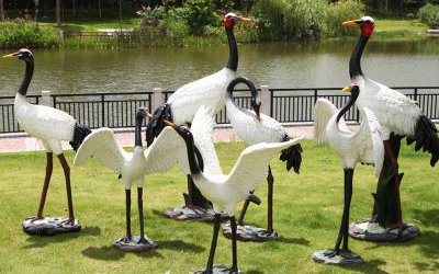 公園景區玻璃鋼仿真仙鶴雕塑