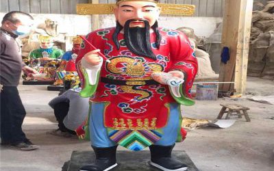 玻璃鋼彩繪寺廟供奉判官雕塑