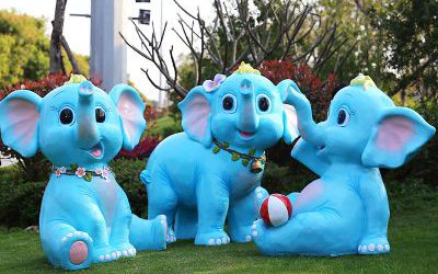 公園戶外玻璃鋼卡通大象雕塑