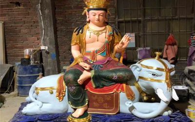 樹脂彩繪寺廟菩薩文殊普賢雕塑