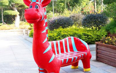 公園玻璃鋼卡通斑馬座椅雕塑