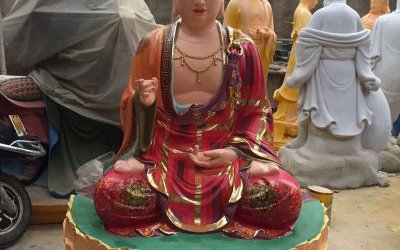 大型寺廟玻璃鋼彩繪佛像地藏王雕塑