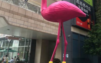 景區(qū)商場擺放大型玻璃鋼創(chuàng)意仿真火烈鳥雕塑