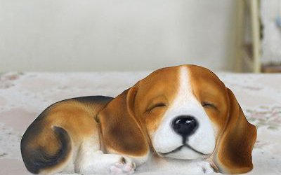 室內創意玻璃鋼仿真彩繪趴著睡覺的小狗雕塑