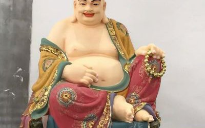 玻璃鋼彩繪景區寺廟大肚子菩薩十八羅漢布袋羅漢雕塑