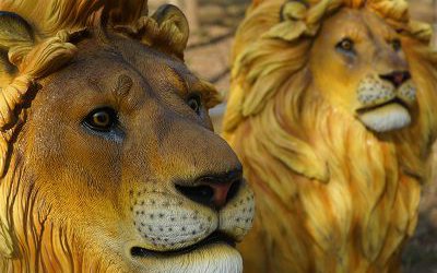 戶外景區大型仿真動物玻璃鋼獅子雕塑