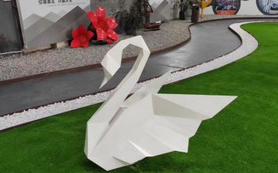 商廈創意抽象玻璃鋼幾何白天鵝雕塑