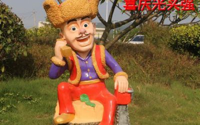 城市公園廣場(chǎng)擺放彩繪卡通玻璃鋼光頭強(qiáng)雕塑