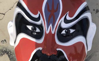 公園景區(qū)玻璃鋼彩繪創(chuàng)意戲曲臉譜雕塑