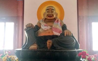 大型玻璃鋼彩繪寺廟景區供奉彌勒佛雕塑