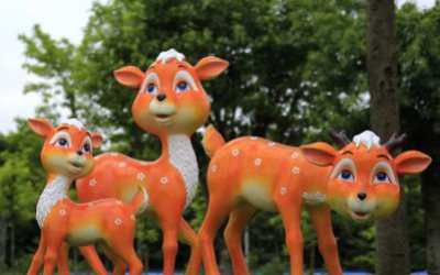 景區戶外玻璃鋼卡通童趣梅花鹿雕塑