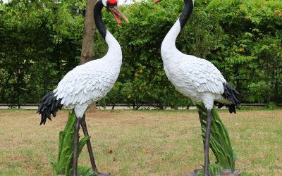 玻璃鋼仿真動(dòng)物戶外園林景觀仙鶴雕塑