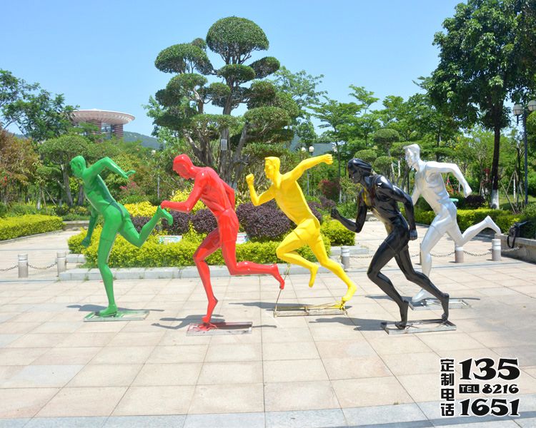 校園體育廣場戶外玻璃鋼抽象跑步運動人物雕塑 校園體育廣場戶外玻璃鋼抽象跑步運動人物雕塑
