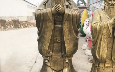 中國歷史名人孔子玻璃鋼仿銅雕塑