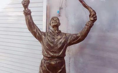 景區街邊拉面人物戶外擺件玻璃鋼仿銅人物雕塑