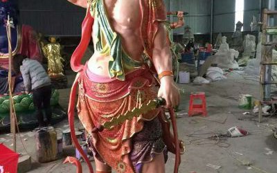 玻璃鋼彩繪寺廟哼哈二將雕塑