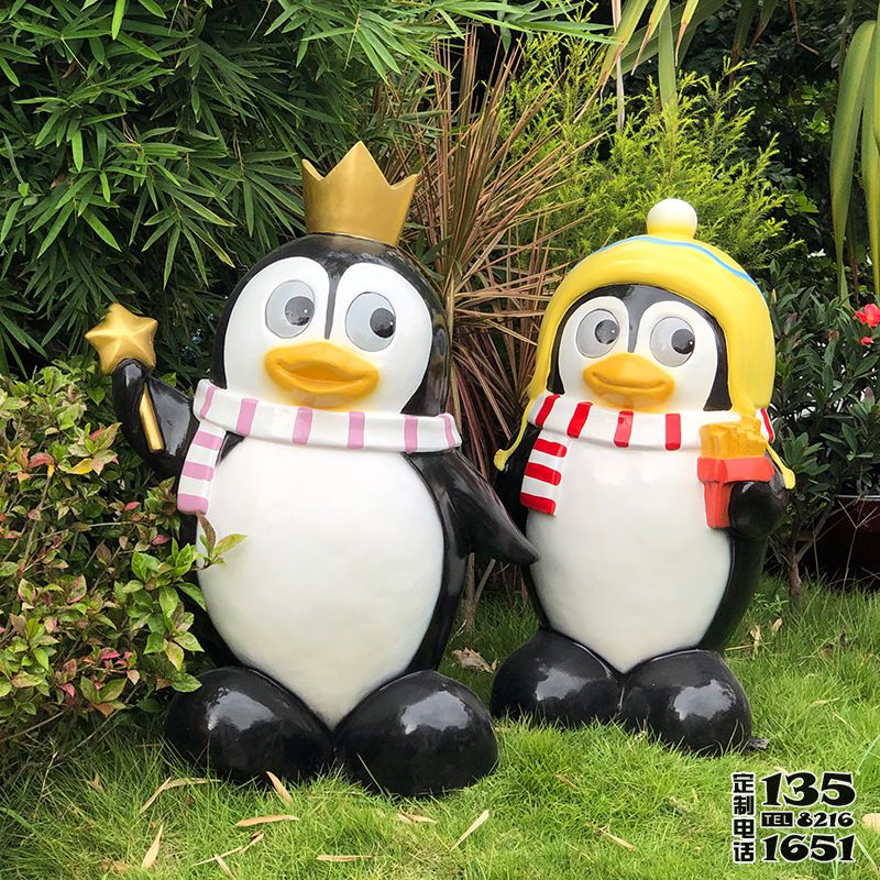花園卡通企鵝雕塑戶(hù)外草坪美陳裝飾品擺件