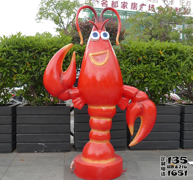 玻璃鋼立式卡通小龍蝦戶外公園擺件 玻璃鋼立式卡通小龍蝦戶外公園擺件